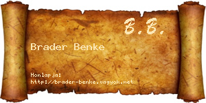 Brader Benke névjegykártya